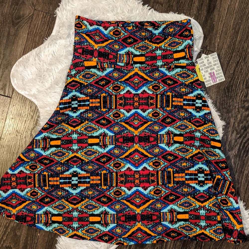 LuLaRoe Azure Skirt, Medium, teal, Aztec